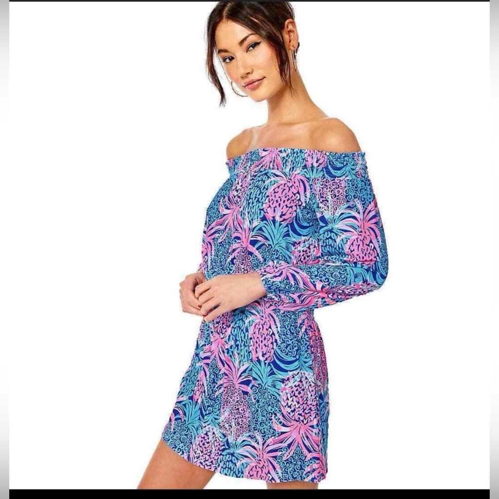 Lilly Pulitzer Cyla Romper In Borealis Blue Tropic Down Low Size Small.